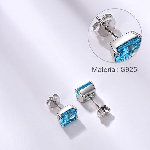 PHNIBIRD 1.5CT Radiant Cut Diamond Stud Earrings 925 Sterling Silver White/Yellow/Red Diamond Studs with Solitaire Sparkly Simulated Diamond CZ Studs for Women Girls Christmas Birthday Gifts in Saudi Arabia