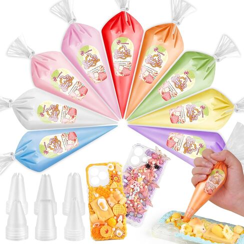 Cream Glue, 9PCS Candy Colors 100g Fake Whipped Cream Glue with 6PCS Piping Tip, DIY Phone Case Kit for Decoration Craft for Birthday, Christmas in Saudi Arabia