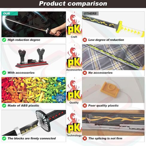 Demon Slayer Swords Building Set, 40in Kamado Tanjiro Sword Building Block with Scabbard and Stand, Anime Sword Toy Building Set Katana Demon Slayer Gift Toys for Ages 8-13, 759 Pcs in Saudi Arabia