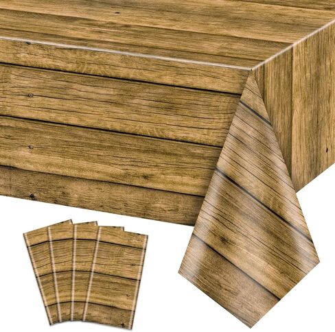 2pcs wood tableroth ، أغطية طاولة ريفية بنية ، زخرفة طاولة مستطيلة لحفلة عيد ميلاد ريفي تحت عنوان ، زخارف حفلات الشواء ، 51 × 86.6 بوصة in Kuwait
