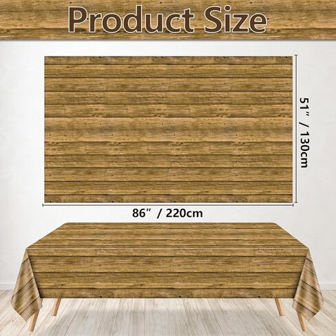 2pcs wood tableroth ، أغطية طاولة ريفية بنية ، زخرفة طاولة مستطيلة لحفلة عيد ميلاد ريفي تحت عنوان ، زخارف حفلات الشواء ، 51 × 86.6 بوصة in Kuwait