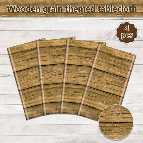 2pcs wood tableroth ، أغطية طاولة ريفية بنية ، زخرفة طاولة مستطيلة لحفلة عيد ميلاد ريفي تحت عنوان ، زخارف حفلات الشواء ، 51 × 86.6 بوصة in Kuwait