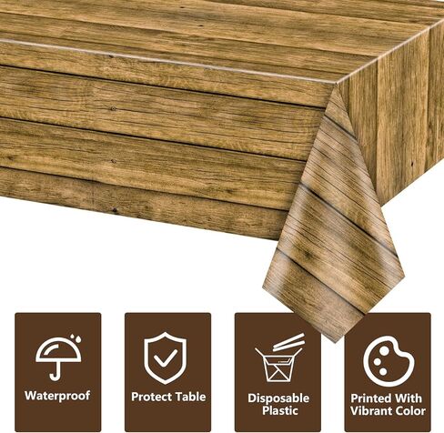 2pcs wood tableroth ، أغطية طاولة ريفية بنية ، زخرفة طاولة مستطيلة لحفلة عيد ميلاد ريفي تحت عنوان ، زخارف حفلات الشواء ، 51 × 86.6 بوصة in Kuwait