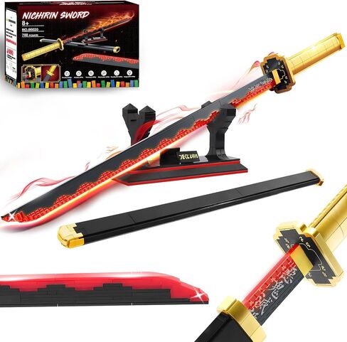 Demon Slayer Swords Building Set, 40in Kamado Tanjiro Sword Building Block with Scabbard and Stand, Anime Sword Toy Building Set Katana Demon Slayer Gift Toys for Ages 8-13, 759 Pcs in Kuwait