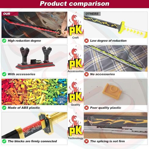 Demon Slayer Swords Building Set, 40in Kamado Tanjiro Sword Building Block with Scabbard and Stand, Anime Sword Toy Building Set Katana Demon Slayer Gift Toys for Ages 8-13, 759 Pcs in Kuwait