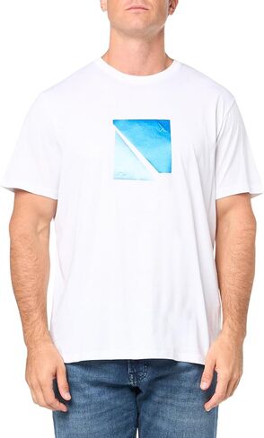 Armani Exchange Men's Regular Fit Cotton Ax Square Logo Tee in Saudi Arabia