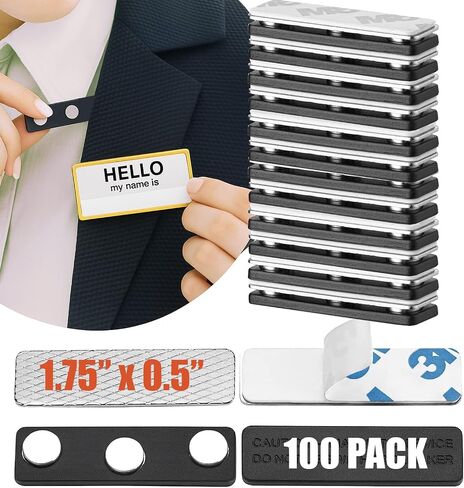 Magnetic Name Tag Holders with Customizable & Reusable Badges for Securely Attaching ID Badges, Name Tags, and Accessories (10 Magnets) in Kuwait