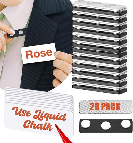 Magnetic Name Tag Holders with Customizable & Reusable Badges for Securely Attaching ID Badges, Name Tags, and Accessories (10 Magnets) in Kuwait
