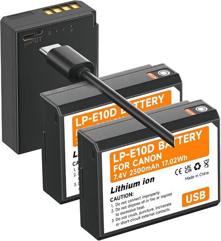 LP-E10 Battery USB Direct Charging for Canon EOS Rebel T3, T5, T6, T7, Kiss X50, Kiss X70, EOS 1100D, EOS 1200D, EOS 1300D, EOS 2000D Digital Camera in Saudi Arabia