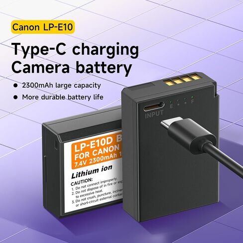 LP-E10 Battery USB Direct Charging for Canon EOS Rebel T3, T5, T6, T7, Kiss X50, Kiss X70, EOS 1100D, EOS 1200D, EOS 1300D, EOS 2000D Digital Camera in Saudi Arabia