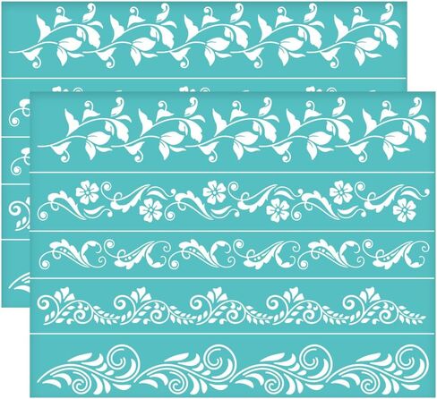 Olycraft 2pcs 11x8.6 بوصة زهرة الحدود ذاتية الشاشة الحريرية ذاتية الطباعة استنسل الشبكة اللبلاب الشبكية موضوعات نباتات قابلة لإعادة الاستخدام in Kuwait