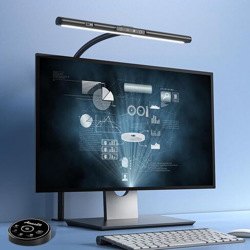 Desk Lamp for Home Office, Desk Light with Clamp, Office Lamp with Remote & Gesture Sensing, Monitor Light Bar, Adjustable Color Temperature & Brightness, 12W in Saudi Arabia