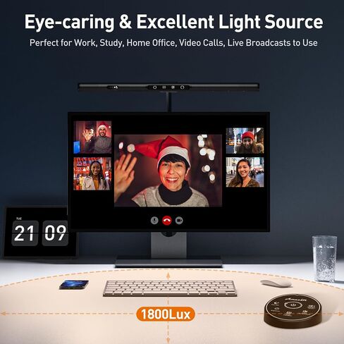 Desk Lamp for Home Office, Desk Light with Clamp, Office Lamp with Remote & Gesture Sensing, Monitor Light Bar, Adjustable Color Temperature & Brightness, 12W in Saudi Arabia