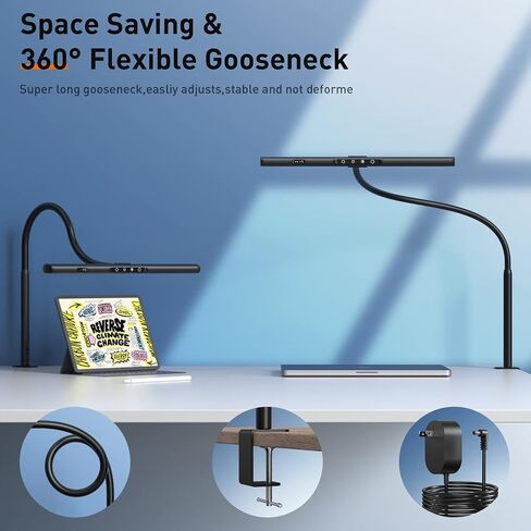 Desk Lamp for Home Office, Desk Light with Clamp, Office Lamp with Remote & Gesture Sensing, Monitor Light Bar, Adjustable Color Temperature & Brightness, 12W in Saudi Arabia