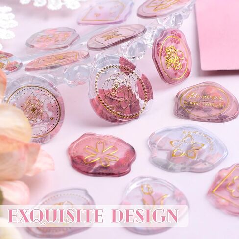Wax Seal Stickers, 54Pcs Pink Hot Stamping Relief Sealing Wax Decals Sealing Stamp Lacquer Wax Label Envelope Wedding Invitation Sticker in Saudi Arabia