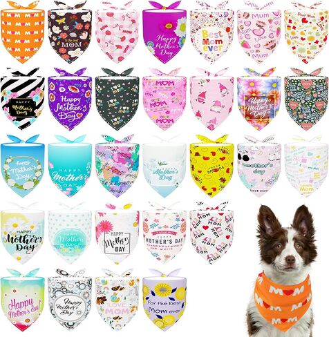 Spring Dog Bandanas Bulk 30 Pcs Adjustable Flowers Dog Bandanas for Small Medium Dogs Breed 25 Inch Spring Scarves Grooming M in Kuwait