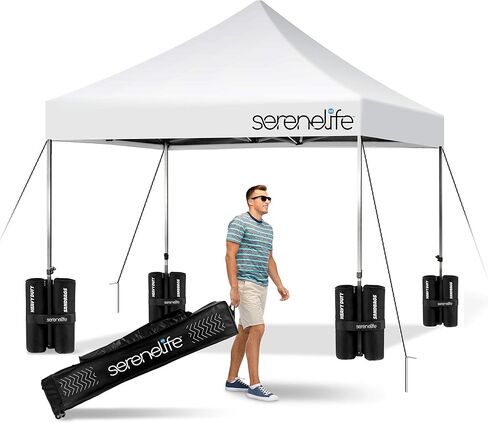SereneLife 10x30 Pop Up Commercial Tent: Waterproof, Heavy Duty, Portable with Wheels, Sandbags, Stakes & Ropes for Events, Festivals, and Gatherings, SLPOP1030 in Saudi Arabia