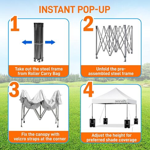 SereneLife 10x30 Pop Up Commercial Tent: Waterproof, Heavy Duty, Portable with Wheels, Sandbags, Stakes & Ropes for Events, Festivals, and Gatherings, SLPOP1030 in Saudi Arabia