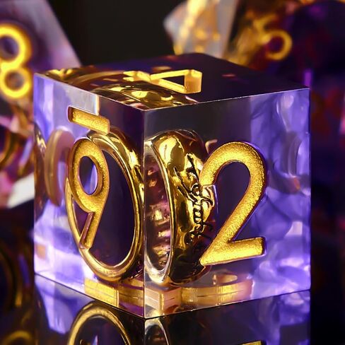 DND Dice Set, Lord of The Rings Dice Set for Role Playing Dungeons and Dragons Ttrpg with Gift Box, 7pcs Sharp Edge D&D Dice Handmade Resin Dice RPG Games Dice Set(Purple) in Kuwait