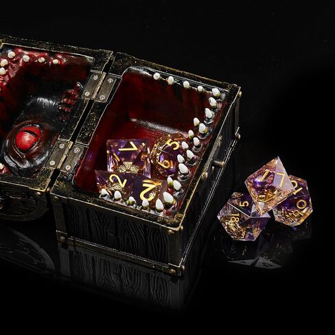 DND Dice Set, Lord of The Rings Dice Set for Role Playing Dungeons and Dragons Ttrpg with Gift Box, 7pcs Sharp Edge D&D Dice Handmade Resin Dice RPG Games Dice Set(Purple) in Kuwait