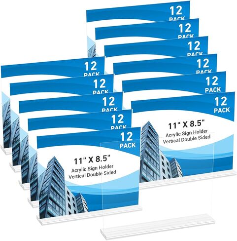 30 Pack Acrylic Sign Holder 8.5 x 11, Double-Sided Clear Sign Holder Plastic Stands for Display, T Shape Acrylic Table Sign Stands for Office Store Restaurants Wedding Party Decoration in Saudi Arabia