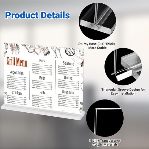 12 Pack Acrylic Sign Assion 8.5 × 11 ، حامل العلامة الواضحة على الوجهين يتقدمون بلاستيكيين للعرض ، T. in Saudi Arabia