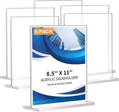 30 Pack Acrylic Sign Holder 8.5 x 11, Double-Sided Clear Sign Holder Plastic Stands for Display, T Shape Acrylic Table Sign Stands for Office Store Restaurants Wedding Party Decoration in Saudi Arabia
