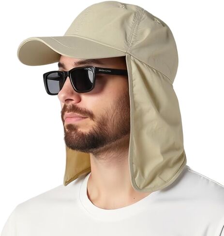 Baseball Sun Cap with Neck Flap, UPF 50+ Waterproof Sun Hat for Men Women | Adjustable Fit, Breathable Vent Holes, Packable & Lightweight Design for Beach Golf Hiking Fishing Running in Kuwait