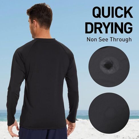 Arcweg Rash Guard Men Swim Shirt Long Sleeves Diving Rash Vest Fit Top T-Shirt in Kuwait