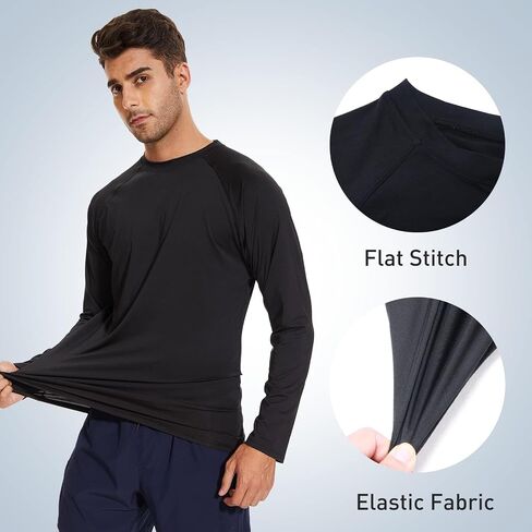 Arcweg Rash Guard Men Swim Shirt Long Sleeves Diving Rash Vest Fit Top T-Shirt in Kuwait