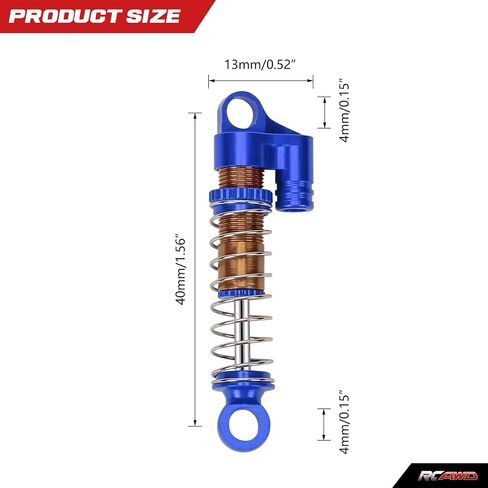 RCAWD Shock Absorber for 1/24 ECX Barrage & FTX & RGT Crawler Upgrades Parts, 40mm Front Rear RC Shocks Damper with Softer Spring, for #ECX203003, #FTX8851 Blue in Saudi Arabia
