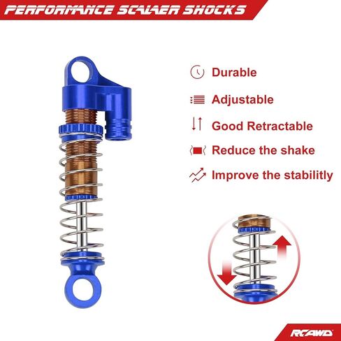RCAWD Shock Absorber for 1/24 ECX Barrage & FTX & RGT Crawler Upgrades Parts, 40mm Front Rear RC Shocks Damper with Softer Spring, for #ECX203003, #FTX8851 Blue in Saudi Arabia