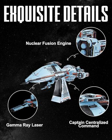 Piececool 3D Metal Puzzles for Adult, Three-Body Blue Space Starship Metal Model Kit, DIY Spaceship Creative Building Set Crafts for Adults to Build Hobby Home Decoration Best Gifts in Kuwait