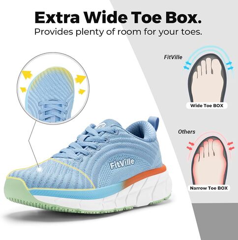 FitVille Wide Toe Box Shoes Women Breathable Wide Running Shoes for Women Lightweight Extra Wide Shoes for Women Comfortable Non Slip Extra Wide Shoes for Women with Swollen Feet with Cushioned in Saudi Arabia