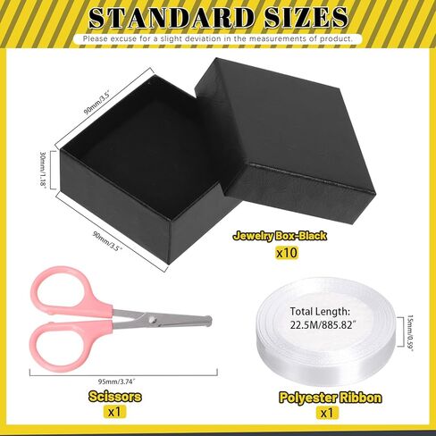 Mardatt 10pcs صناديق المجوهرات من الورق المقوى ، وصناديق هدايا مجوهرات مربعة مخملية سفنج سفنج ذبابة علبة مع مقص وشريط بوليستر لسوار قرط القلادة - 3.5 × 3.5 × 1 بوصة ، وردي in Kuwait