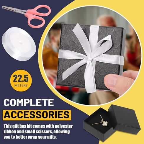 Mardatt 10pcs صناديق المجوهرات من الورق المقوى ، وصناديق هدايا مجوهرات مربعة مخملية سفنج سفنج ذبابة علبة مع مقص وشريط بوليستر لسوار قرط القلادة - 3.5 × 3.5 × 1 بوصة ، وردي in Kuwait