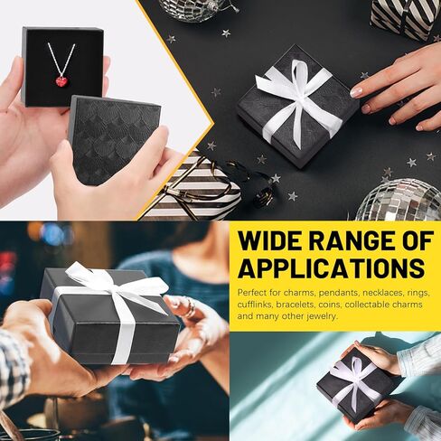 Mardatt 10pcs صناديق المجوهرات من الورق المقوى ، وصناديق هدايا مجوهرات مربعة مخملية سفنج سفنج ذبابة علبة مع مقص وشريط بوليستر لسوار قرط القلادة - 3.5 × 3.5 × 1 بوصة ، وردي in Kuwait