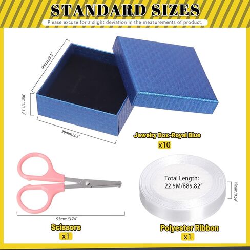 Mardatt 10Pcs Cardboard Jewelry Boxes, Square Jewelry Gift Boxes Velvet Sponge Liner Jewelry Case with Scissors and Polyester Ribbon for Necklace Earring Bracelet - 3.5 x 3.5 x 1 Inch, Pink in Kuwait