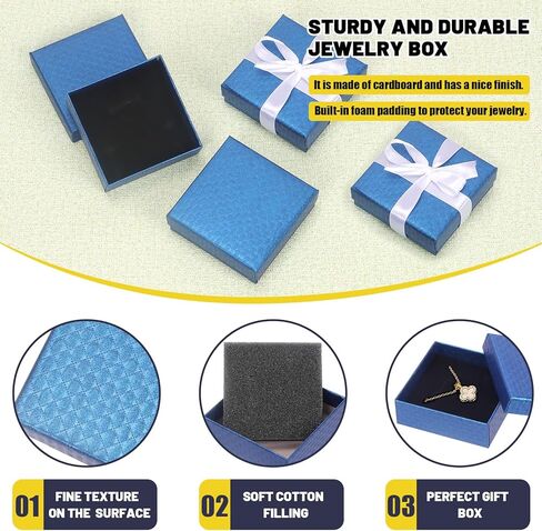Mardatt 10Pcs Cardboard Jewelry Boxes, Square Jewelry Gift Boxes Velvet Sponge Liner Jewelry Case with Scissors and Polyester Ribbon for Necklace Earring Bracelet - 3.5 x 3.5 x 1 Inch, Pink in Kuwait