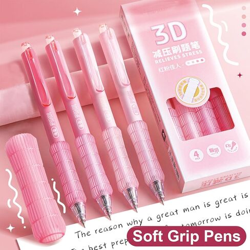 4 Pcs Gel Ink Pens Cute Retractable Pens Pink Pen 0.5mm Black Ink Pen Writing Pens Office School Supplies Kawaii Pens for Girls Women Boys Men (Pink) in Kuwait