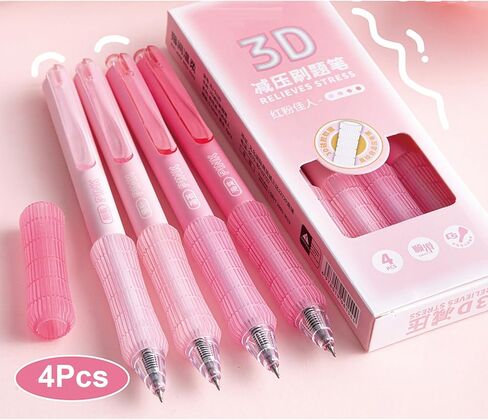 4 Pcs Gel Ink Pens Cute Retractable Pens Pink Pen 0.5mm Black Ink Pen Writing Pens Office School Supplies Kawaii Pens for Girls Women Boys Men (Pink) in Kuwait