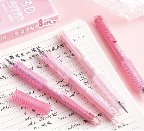 4 Pcs Gel Ink Pens Cute Retractable Pens Pink Pen 0.5mm Black Ink Pen Writing Pens Office School Supplies Kawaii Pens for Girls Women Boys Men (Pink) in Kuwait