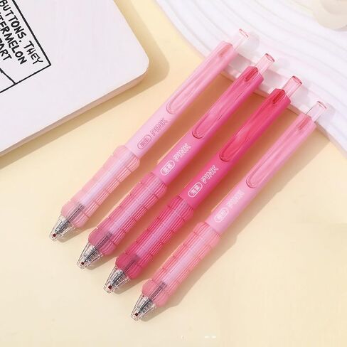 4 Pcs Gel Ink Pens Cute Retractable Pens Pink Pen 0.5mm Black Ink Pen Writing Pens Office School Supplies Kawaii Pens for Girls Women Boys Men (Pink) in Kuwait