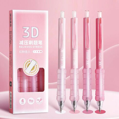 4 Pcs Gel Ink Pens Cute Retractable Pens Pink Pen 0.5mm Black Ink Pen Writing Pens Office School Supplies Kawaii Pens for Girls Women Boys Men (Pink) in Kuwait