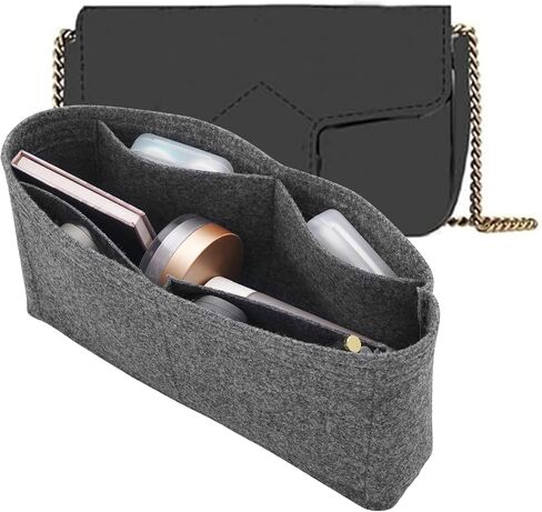 Felt Insert Purse Organizer with Zipper fit GG Marmont Matelasse Shoulder Bag, Organizer Handbag Tote Liner Pouch for Women Inner Bladder Bag Storage Bag (Small, Beige) in Kuwait