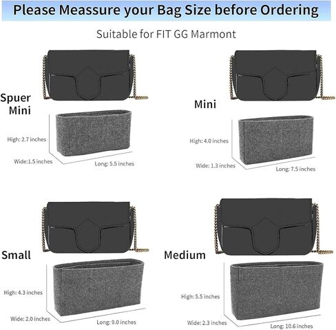 Felt Insert Purse Organizer with Zipper fit GG Marmont Matelasse Shoulder Bag, Organizer Handbag Tote Liner Pouch for Women Inner Bladder Bag Storage Bag (Small, Beige) in Kuwait