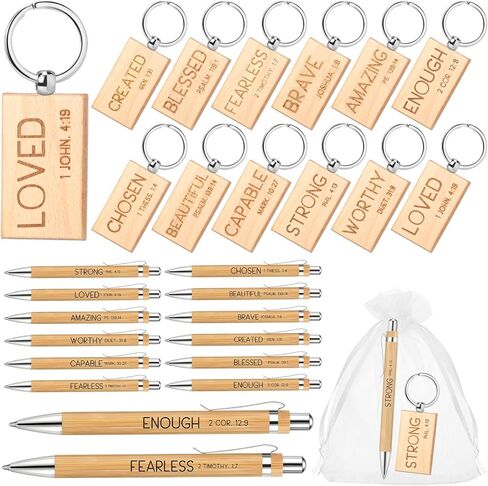 24 Sets Mothers Day Gift Bulk Bible Verse Keychain Inspirational Pen Bag Religious Christian Gift for Women Church in Saudi Arabia