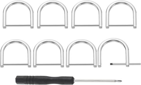 uxcell D-Rings Screw in Stackle ، 8pcs 0.98 inch zinc alloy horseshoe u mapphles d buckles for pres diy craft keykain ، silver in Kuwait
