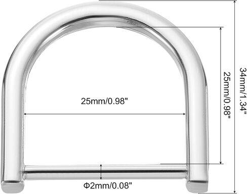 uxcell D-Rings Screw in Stackle ، 8pcs 0.98 inch zinc alloy horseshoe u mapphles d buckles for pres diy craft keykain ، silver in Kuwait