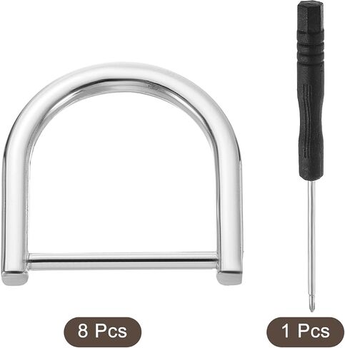 uxcell D-Rings Screw in Stackle ، 8pcs 0.98 inch zinc alloy horseshoe u mapphles d buckles for pres diy craft keykain ، silver in Kuwait